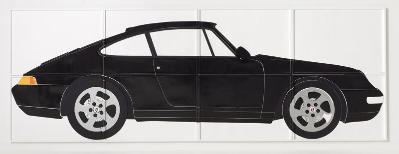 Marion Eichmann, Porsche 911 (8-teilig), 2021, Papier auf Papier, 145 x 410 x 4 cm, gerahmt mit Museumsglas