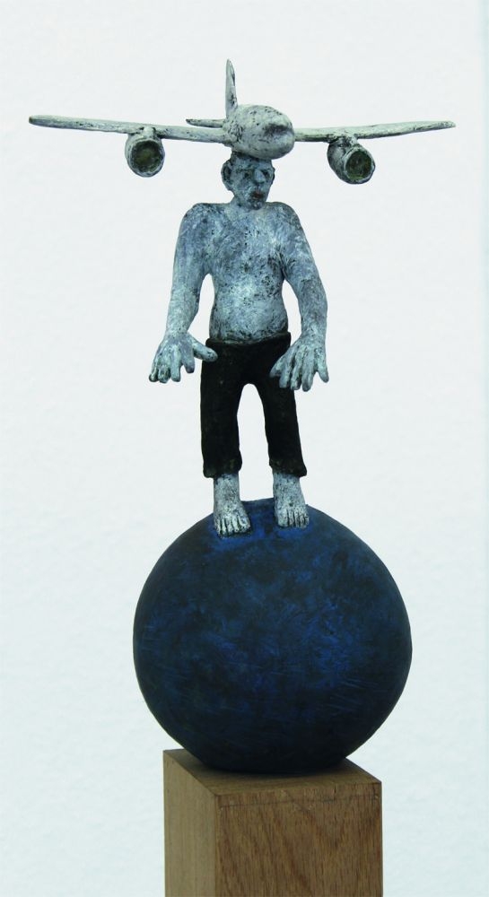 Fliegen, Skizze, 2015, Bronze bemalt