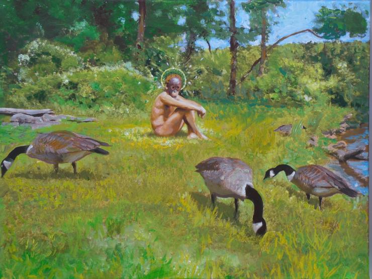 Volker März, „Landschaft mit Gänsen“, 2021