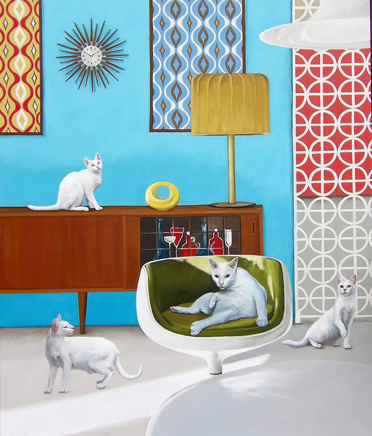 Persis Eisenbeis, „Interior mit Katzen“, 2023