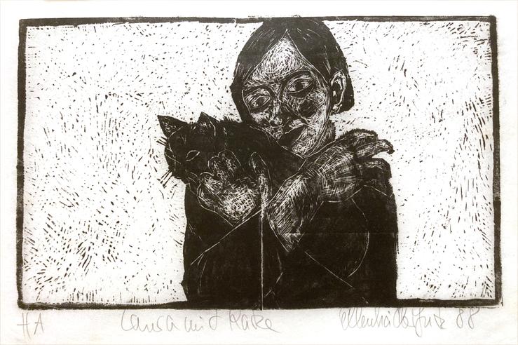Ellen Maeder-Gutz, „Laura mit Katze“, 1988