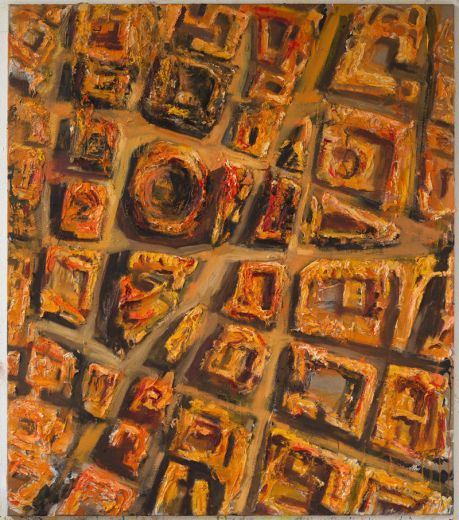 Trak Wendisch, Stadt II, 2017, Mischtechnik auf Leinwand, 150 x 130 cm
