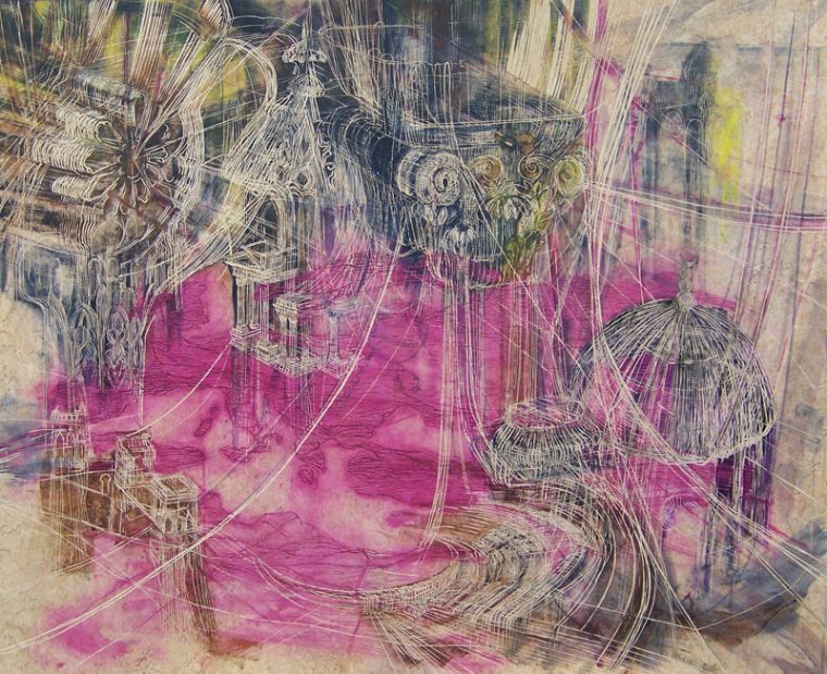Verflechtung, 2016, 130 x 160 cm, Linolschnitt, Alkydfarbe