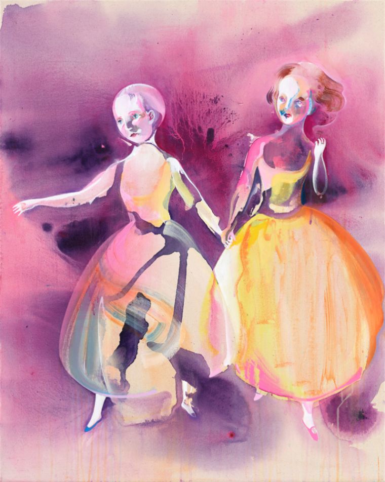 Two Sisters, acrylic on canvas, 100 × 80 cm, 2026