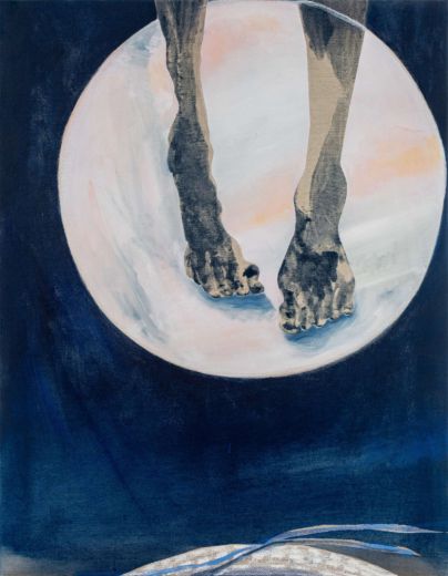 Nocturne, 2023, Acryl/Öl/Ölkreide/Tusche auf Leinwand, 71 x 55 cm