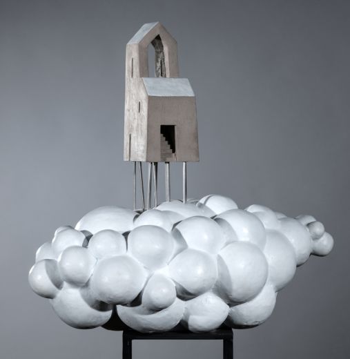 Regenspeicher, 2018, Keramik, Stahl, 70 x 63 x 33 cm