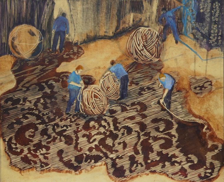 Muster, 2024, 49 x 59 cm, Linolschnitt, Alkyfarbe