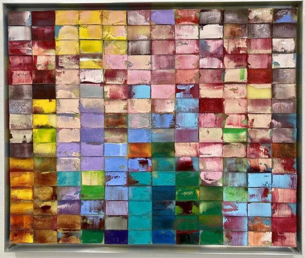 Mosaik 2153, 2024, Acryl, Harz auf Topfreiniger, 78 x 97 x 2 cm