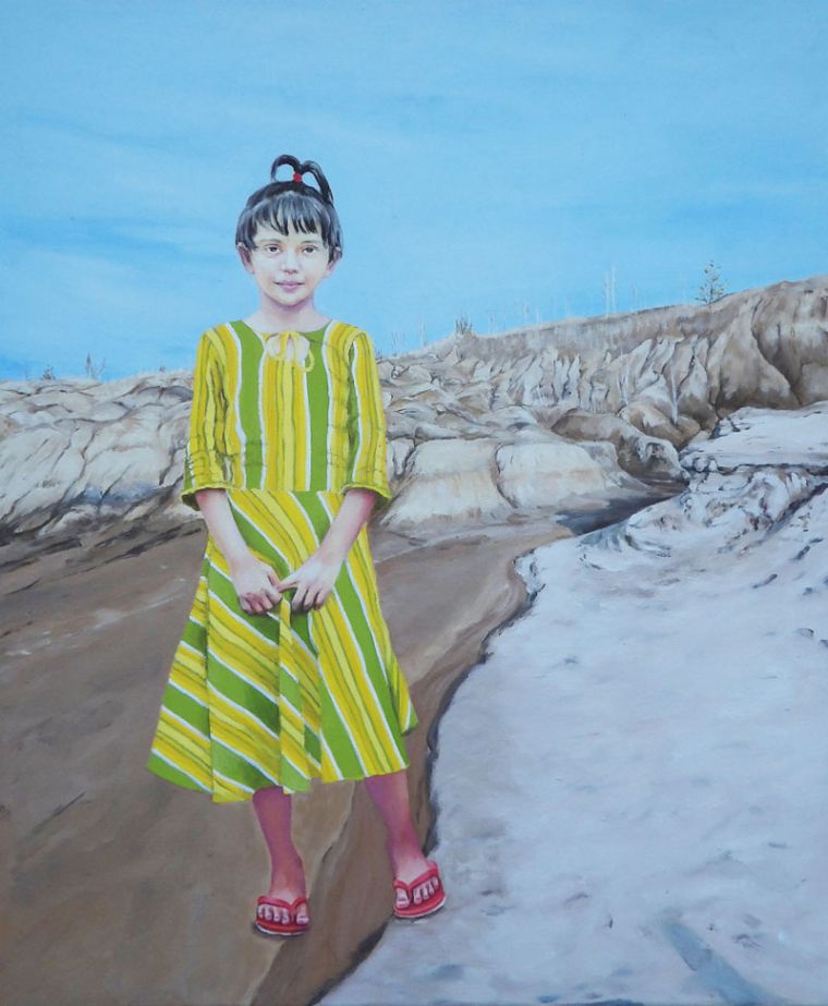 Mädchen in der Grube, 2025, 70 x 60 cm