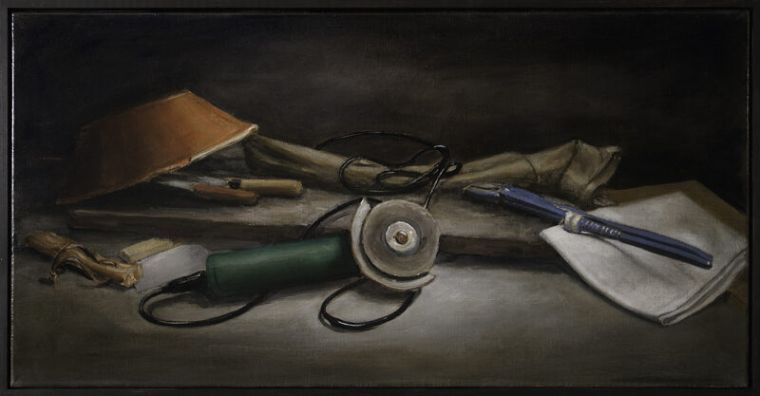Sador Weinsčlucker, morgen neu, 2025, Öl auf Leinwand, 40 x 80 cm