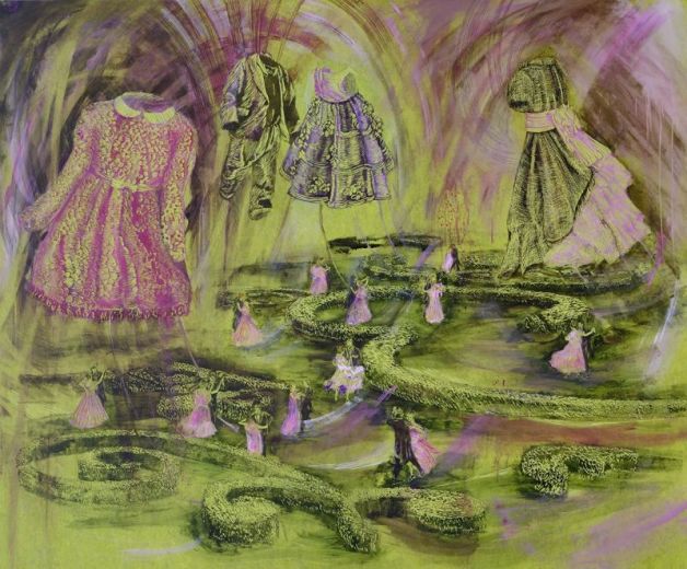 Danseurs, 2016, Linolschnitt-Alkydfarbe, 170 x 200